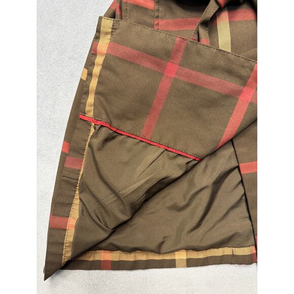 Merona Jacket Brown Plaid Double Breast Tie Waist Water Repellent Old Money SM - Picture 6 of 11